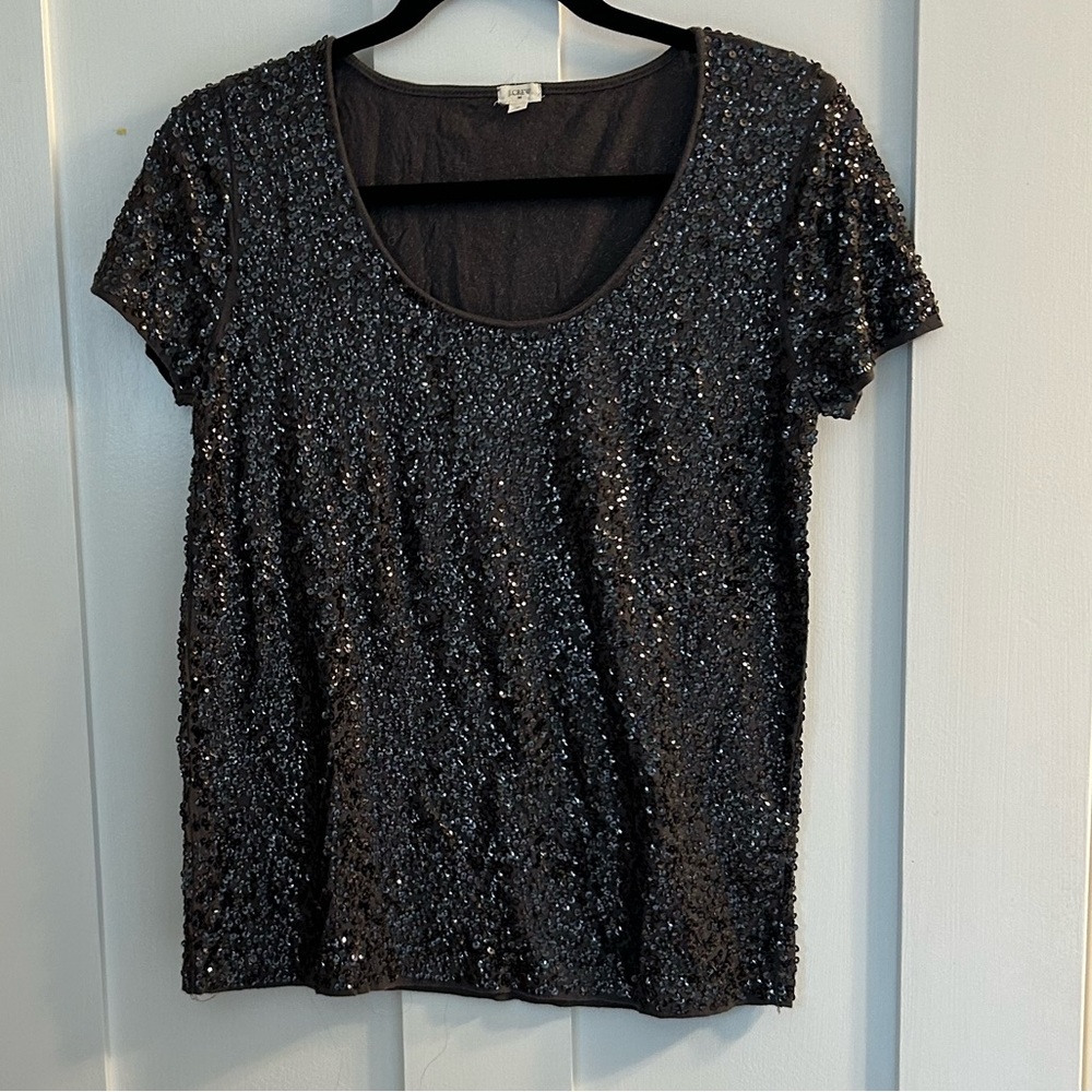 Jcrew womens dark grey sequin top
